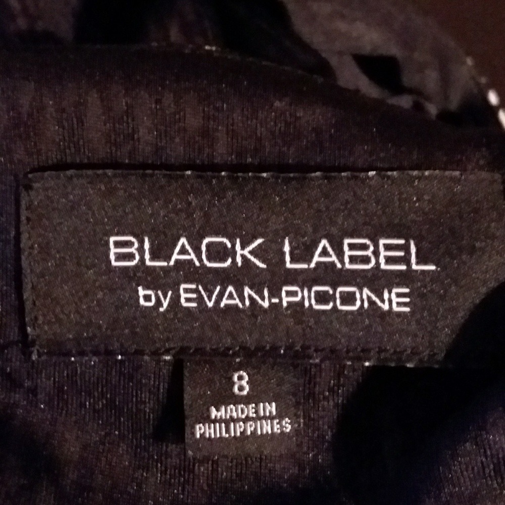 Black Label Evan-Picone Midi Dress Size 8 Black White Career Wrap Style - Picture 4 of 5